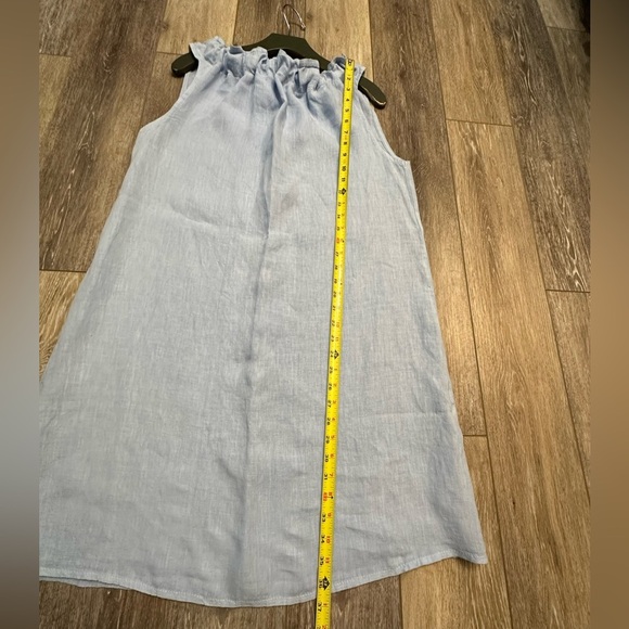 🛍️ light blue 100% Linen  dress with adjustable neck line - Picture 7 of 10